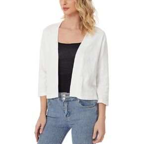 Satuun Women's 3/4 Sleeve Shrugs Lightweight Open Front Cropped Cardigan for Women