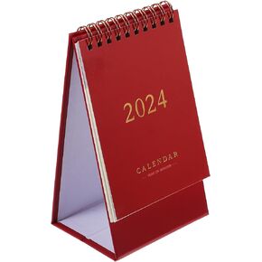 NUOBESTY Mini Desk Calendar Red 2024 Standing Flip Calendar Office Small Retro Desk Calendar for Planning Organizing Daily Scheduler