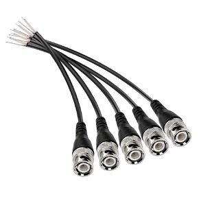 MEIRIYFA BNC Pigtail Cable Bare Wire, BNC Female Coaxial Connector Extension Plug with Open End Wire for CCTV Camera Terminal Adpater (5pcs BNC Female)