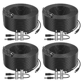Flashmen 4PK 115Ft Security Camera Cable BNC Cable All-in-One HD Video Power Cable CCTV Cable for DVR Surveillance Camera Monitor TV with BNC to RCA Connector BNC to BNC Connector