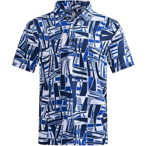 DEOLAX Mens Polo Shirts Moisture Wicking Mens Golf Shirt Quick Dry Mens Golf Polo Short Sleeve Soft Breathable Fashion Prints Golf Shirts for Men