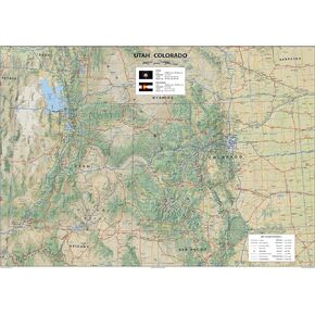 Utah & Colorado Physical State Map - 23.3 x 16.5 Inches - Paper Laminated