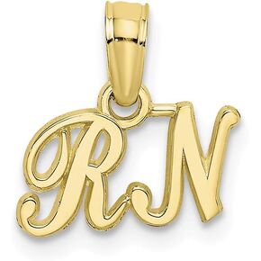 Solid 10k Yellow Gold RN Registered Nurse Pendant Charm