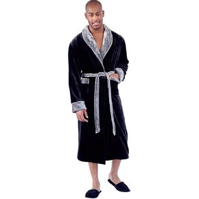 Lotus Linen Mens Plush Robe, Soft Hooded Long Robes for Men, Luxury mens bathrobes