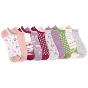 MUK LUKS Women's 10 Pack Low Cut Socks, Floral, OS