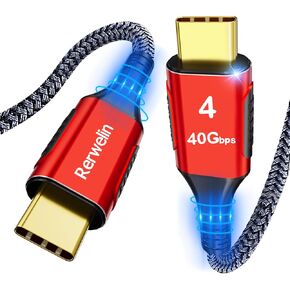 3 FT for Thunderbolt 4 Cable 240W, 40Gbps USB 4 Cable with PD 3.1, 8K@60Hz, 4K@144Hz USB C Cable for iPhone 15 Pro/15 Pro Max, Thunderbolt 3, Docking, eGPU, SSD, Surface Pro, MacBook Pro