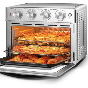 مقلاة هوائية من Geek Chef، مجموعة فرن محمصة ومقلاة هوائية سعة 6 شرائح 26QT، فرن مقلاة هوائية، مشوي، خبز، شواء، إعادة تسخين، قلي خالي من الزيت، فرن حراري كبير جدًا، من الفولاذ المقاوم للصدأ in Kuwait