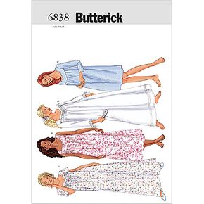 BUTTERICK PATTERNS B6838 Misses'/Misses' Petite Nightgown, Size XSM (XS-S-M)