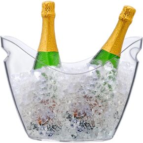 asika Ice Bucket Wine Bucket，Clear Acrylic 3.5 Liter Plastic Tub for Drinks and Parties, Food Grade, Perfect for Wine, Champagne or Beer Bottles