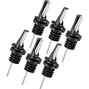 Bottle Pourers for Alcohol - Hygienic ClickSeal Alcohol Speed Pour Spouts for Liquor Bottles - Stops Barfly, Dishwasher Safe. Also for Olive Oil, Syrup & Juice Pour Bottles. Black 6 Pk