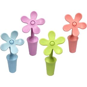 Flycheers Flower Bottle Stoppers,Wine Stoppers, Silicone Bottle Stopper Sun flower Shape Wine Plug for Champagne, Beverage, Beer, Wine Stoppers (4 piece)