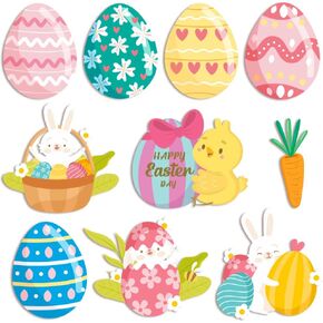 56PCS Easter Cutouts Easter Bulletin Board Decoration Cartoon Dwarf Chick Cut-Outs with 100PCS Glue Points Easter Day Cardboard Cut Outs for Easter Party Spring Holiday Classroom Bedroom Decoration