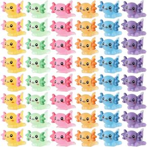Lnrueg 48 PCS Mini Axolotl Resin Charms Mini Axolotl Resin Figurine Toy Miniature Axolotl Ornament Tiny Animal Figures for DIY Garden Dollhouse Birthday Party Decoration Aquarium in Saudi Arabia