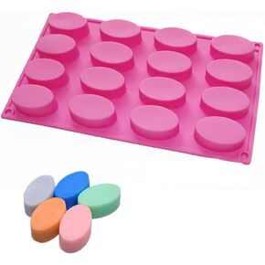 X-Haibei 16 Oval Cavities Guest Soap Sample Soap Lotion Bar Chocolate Candy Maker Silicone Mold 2.1x1.2x0.7-inch per cavity 1oz