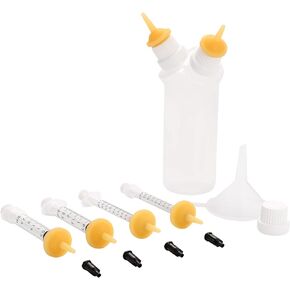 Xuandea Pet Feeding Double Flesh Nipple with Bottle and Syringes for Puppy Cat or Other Pets