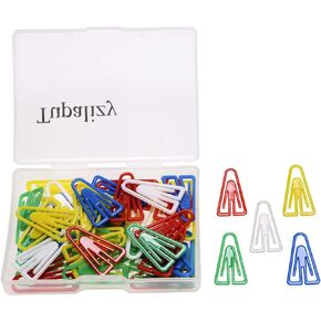 Small Creative Plastic Triangle Paper Clips Holder Cute Decorative Album Memo Clips Bookmarks Marking Document Organizing Office Stationery, Assorted Colored, 50PCS