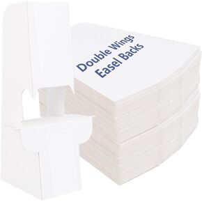 100 Pack 7" Self-Adhesive Cardboard Easel Back, White Self Stick Double Wing, Picture Frame and Art Easel Stand Bulk, Easy and Quick Application, Display Your Signs Pictures Brochures Artwork