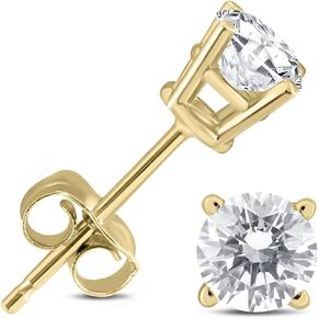 1/2 Carat TW Round Diamond Solitaire Stud Earrings Available in 14K White and Yellow Gold
