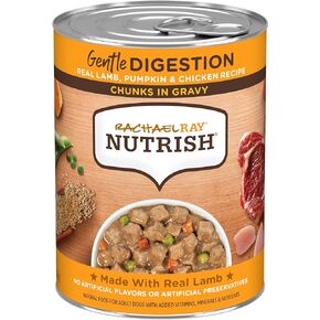 Nutrish Rachael Ray Chunks in Gravy Gentle Digestion Wet Dog Food, Real Lamb, Pumpkin & Chicken Recipe, 13 oz. Cans (Pack of 12)
