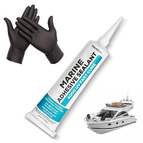 3 oz Marine Adhesive Sealant 4000/4200 Fast Cure UV (White) - Sem-Permanent, Flexible Bonding and Sealing - UV Resistant, Above & Below Waterline - Compare to 06560 and 05260 FC M - by Berkland