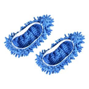 MECCANIXITY Washable Cleaning Shoes Cover Multifunction Chenille Duster Mop Slippers Foot Socks for House Floor, Pack of 2 Purple