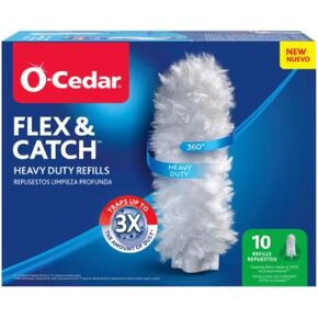 عبوات غبار O-Cedar Flex & Catch شديدة التحمل (10 قطع) | عبوة منفضة غبار للاستعمال مرة واحدة بألياف تنظيف مصنوعة من مواد معاد تدويرها بنسبة 100% | يحبس غبارًا أكثر بثلاث مرات من منفضة الريش التقليدية in Kuwait