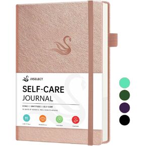 Elegant Self-Care Journal for Women and Men - Wellness & Daily Reflection Notebook - Mental Health Journal with Mood Tracker - Self-Care Planner, 91 Days Guided gratitude Journal for Women