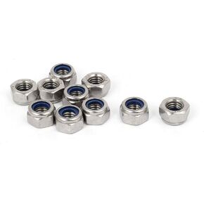 uxcell M8 x 1.25mm 304 Stainless Steel Nylon Insert Hex Lock Locking Nut 10PCS