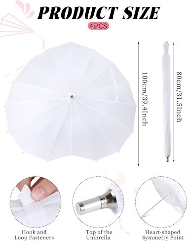 Chunful White Umbrellas for Wedding Heart Shaped Umbrella Brolly Girls Stick Umbrella Parasol White Umbrella for White Party Bride Engagement Wedding Photo Props in Saudi Arabia