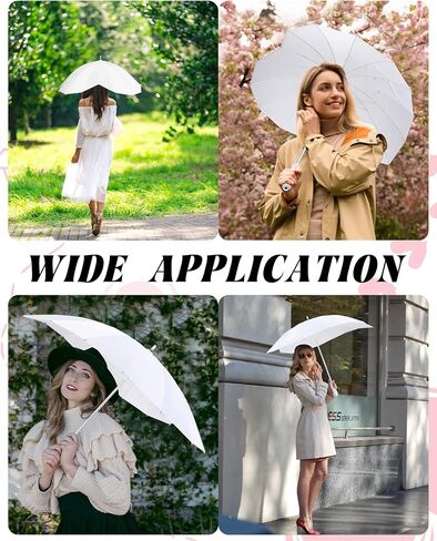 Chunful White Umbrellas for Wedding Heart Shaped Umbrella Brolly Girls Stick Umbrella Parasol White Umbrella for White Party Bride Engagement Wedding Photo Props in Saudi Arabia