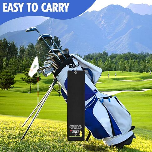 Hafhue I Might Look Like I'm Listening to You Embroidered Golf Towel, Golf Accessories for Men Women, Golf Gift for Men Women, Retirement Gift for Dad Grandpa Golf Lover Golf Fan in Saudi Arabia