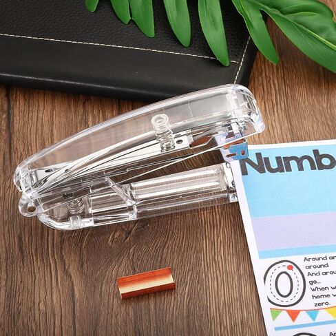 PATIKIL Acrylic Stapler, Portable Stylish Manual Effortless Desktop Accessories Stapler for Classroom Home Office Desk, Gold in Saudi Arabia