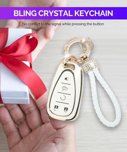 RACOONA Car Key Cover,Key Fob Cover,Key Covers for Car Keys,Key Shell with Keychain,Car Key Case Shell Protection,Remote Smart Key Protector,Compatible with Most Car Models(White) (for Chevy a) in Saudi Arabia