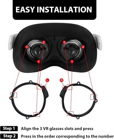 عدسات نظارات OD&OS مُدخلة لسماعات Oculus Quest 2، عدسات نظارات OD&OS احترافية لـ Quest 2، مجموعة عدسات الإطار بالإضافة إلى (SPH:-2.25 (عدسات يسرى واحدة فقط)) in Kuwait