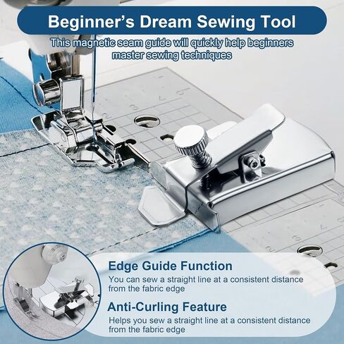 2 Pcs Sewing Supplies Accessories, 1/4'' Quilting Presser Foot w/Guide Compatible with Brother, Babylock, Janome, Singer Low Shank Sewing Machine and Magnetic Seam Guide for Sewing Machine with Clip in Saudi Arabia