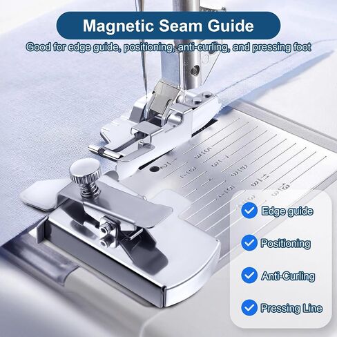 2 Pcs Sewing Supplies Accessories, 1/4'' Quilting Presser Foot w/Guide Compatible with Brother, Babylock, Janome, Singer Low Shank Sewing Machine and Magnetic Seam Guide for Sewing Machine with Clip in Saudi Arabia