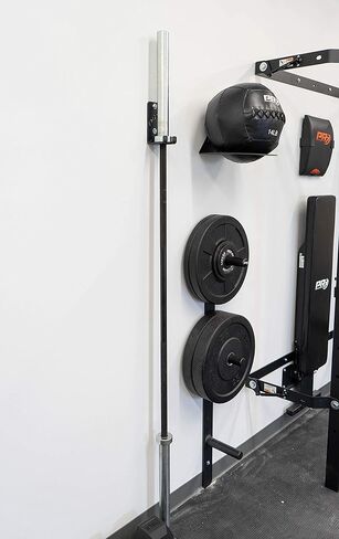 رف تخزين الأثقال المثبت على الحائط من PRx - حامل شريط موفر للمساحة للمنزل وصالة الألعاب الرياضية التجارية، صناعة أمريكية، معدات لياقة بدنية متينة، مثالية للتمرين وإكسسوارات صالة الألعاب الرياضية في المرآب، أسود in Kuwait