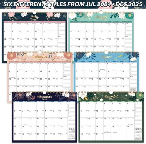 تقويم حائط 2024-2025 - يوليو 2024 - ديسمبر 2025، تقويم حائط 2024-2025، 14.6 بوصة × 11.5 بوصة، المهام والملاحظات، كتل كبيرة، تواريخ جوليان والعطلات in Kuwait