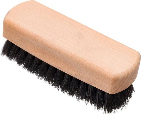 Redecker Natural Dark Horsehair Shoe Shine Brush, Untreated Beechwood Handle, 4-5/7-Inches Long, Made in Germany in Saudi Arabia