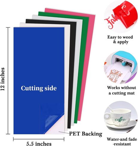 HTVRONT 5.5"x12" Smart Permanent Vinyl for Cricut Joy Machine-30 Sheets Permanent Vinyl Bundle & 5 Sheets Transfer Tape for Vinyl Permanent, Assorted Colors Adhesive Vinyl Sheets (Matte Vinyl) in Saudi Arabia