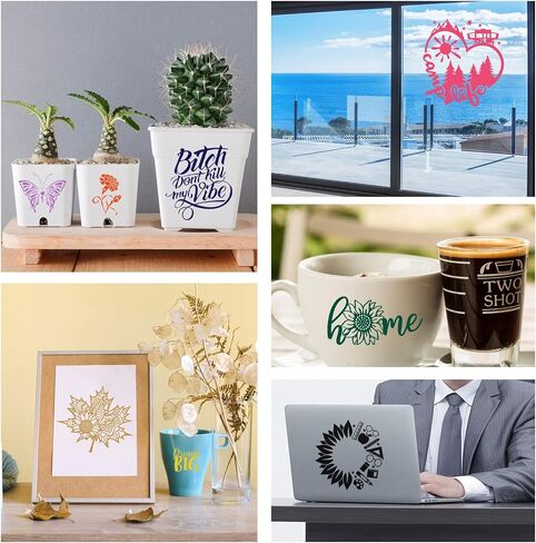 HTVRONT 5.5"x12" Smart Permanent Vinyl for Cricut Joy Machine-30 Sheets Permanent Vinyl Bundle & 5 Sheets Transfer Tape for Vinyl Permanent, Assorted Colors Adhesive Vinyl Sheets (Matte Vinyl) in Saudi Arabia