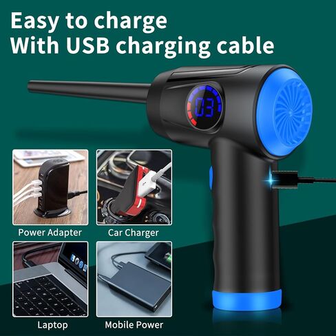 Williben Compressed Air Duster - 65000 RPM 4 Speeds Electric Air Duster, 6000mAh Battery Cordless Dust Blower for Keyboard Cleaner, Rechargeable Air Blower AIC Can for Office Computers in Saudi Arabia