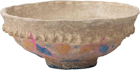 Creative Co-Op Hand Painted Vintage Reproduction Paper Mache Bowl, Multicolor Decorative Accents, 14" L x 14" W x 6" H in Saudi Arabia