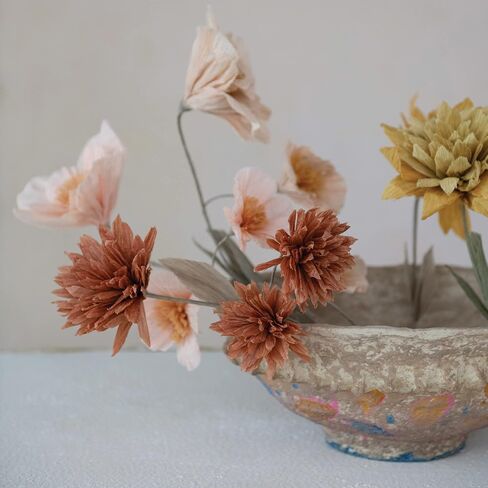 Creative Co-Op Hand Painted Vintage Reproduction Paper Mache Bowl, Multicolor Decorative Accents, 14" L x 14" W x 6" H in Saudi Arabia