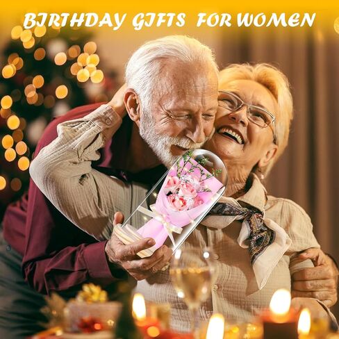 JUNYANG Flowers Rose Gifts for Her, Rose Flower Gifts for Women, Rose Bouquet in Glass Dome with LED Light, Birthday Gifts for Mom Wife Sister Girlfriend, Graduation Gift (Pink Rose) in Saudi Arabia