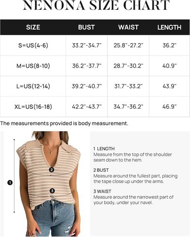 NENONA Women's V Neck Cap Sleeve Summer Sweater Tops 2024 Striped Casual Loose Knit Vest in Saudi Arabia