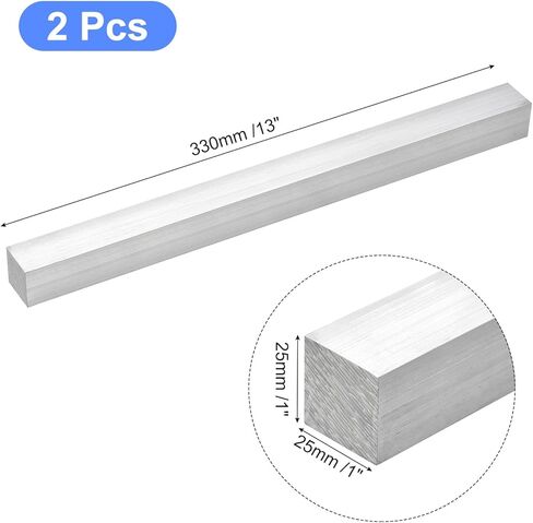 uxcell Square Aluminum Flat Bar, 2pcs 1" Thickness 1" Width 13" Length Square Aluminum Bar 6061 Aluminum Flat Plate, 25 x 25 x 330mm T6511 Solid New Mill Stock in Saudi Arabia