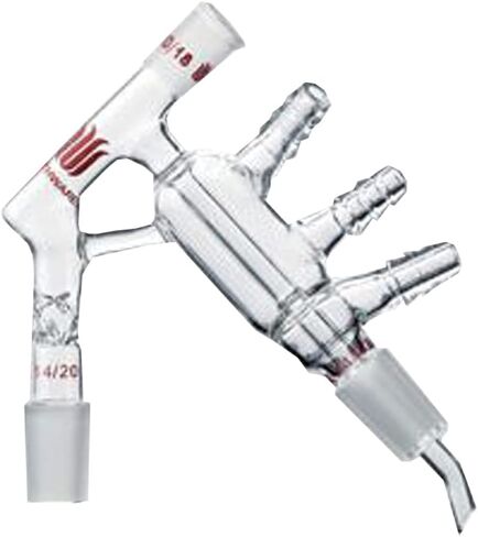 Kemtech America D251014 رأس تقطير Synthware، مسار قصير، Vigreux، وصلة ميزان حرارة 10/18، وصلة أخرى 14/20 in Kuwait