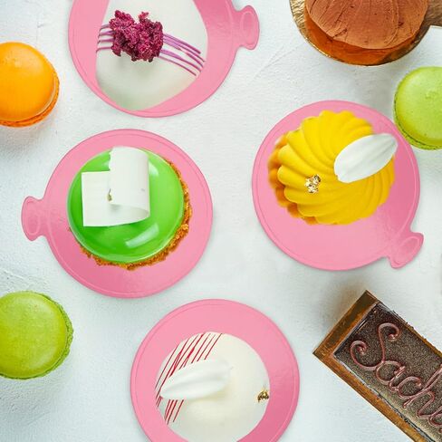 200 قطعة من ألواح الكيك الصغيرة مقاس 3.54 سم، قاعدة كيك صغيرة من الموس الوردي، أطباق ورقية للكعك وحلوى الكب كيك تعرض صينية دائرية وقاعدة معجنات لتزيين الكيك وحفلات الزفاف in Kuwait