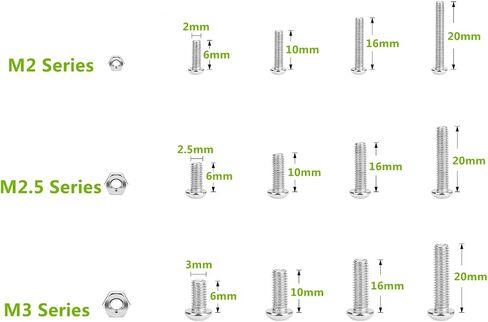 Elantek 480Pcs Metric M2 M2.5 M3 304-Stainless Steel Button Head Hex Socket Cap Bolts Screws Nuts Assortment Kit in Saudi Arabia